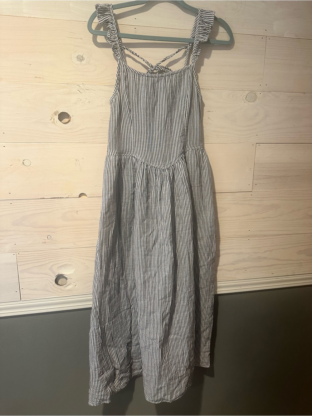 Aerie Striped Blue-White Sundress with Ruffle Straps Sz S